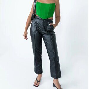 NWT Princess Polly Encore Faux Leather Pants Womens 16 Black Curve Vegan Moto